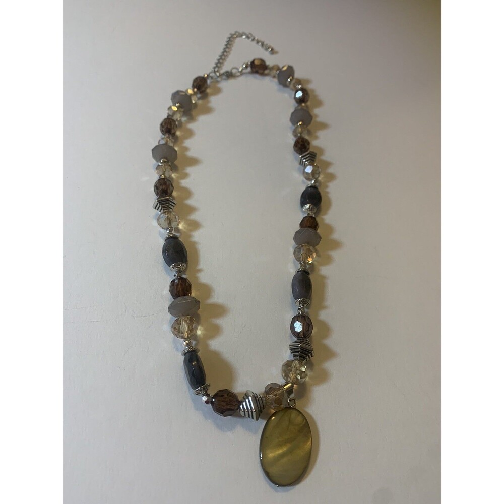 Mother Of Pearl Necklace Earrings Set Boho Good Fortune Prosperity Earthy Beads - Picture 4 of 11